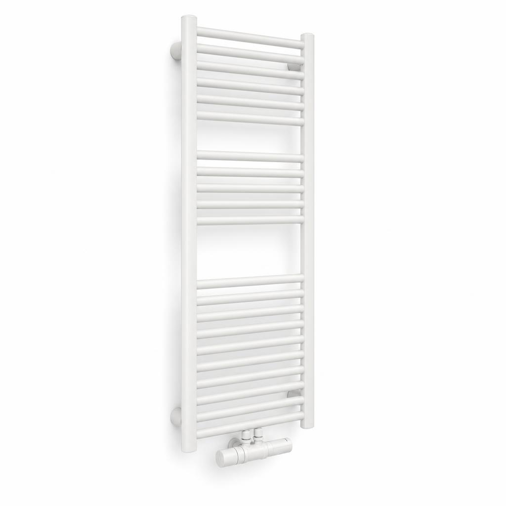 BEMM Rondo V — Ventil-Badheizkörper in Perlweiß, Artikelmaß 50 × 1244 × 450 mm
